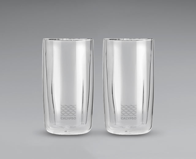 Double Walled Glass Water Cup - 330ml / 12oz ( Set of 2 )