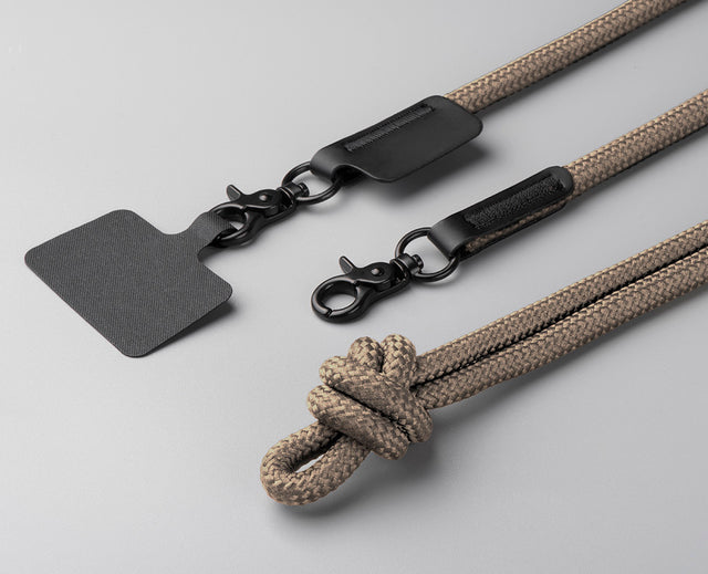 10mm Rope Phone Strap with Patch - Beige