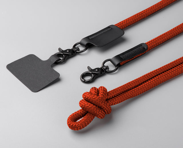 10mm Rope Phone Strap with Patch - Orange